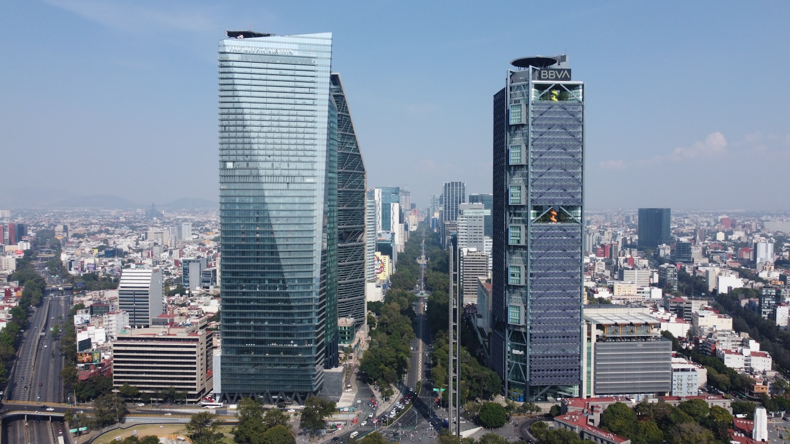 View of Mexico City with tall buildings